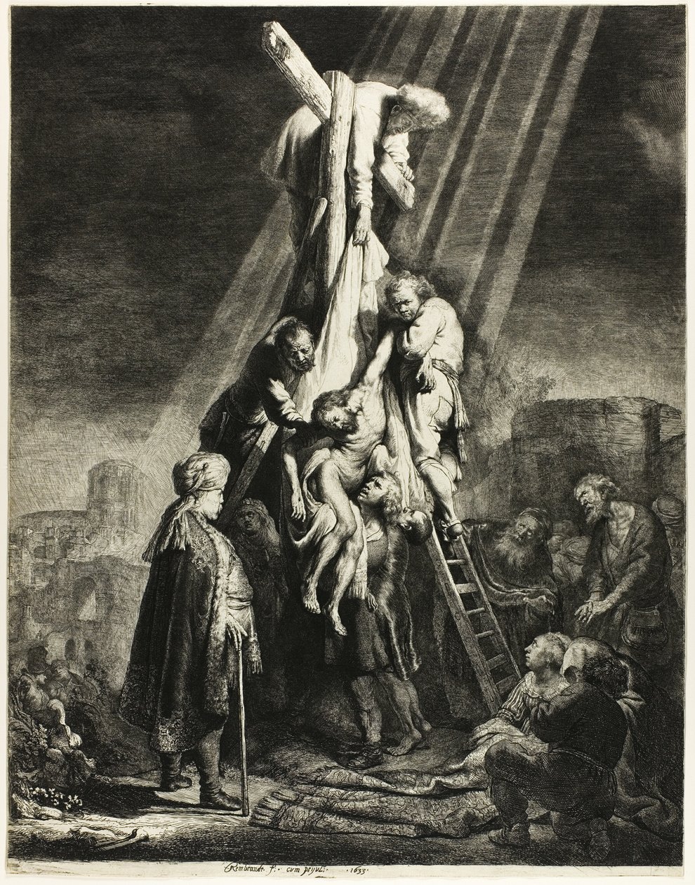 Sestup z kříže: Druhá deska od Rembrandt van Rijn