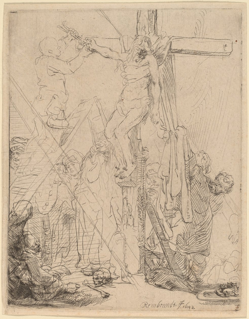 Sestup z kříže: skica od Rembrandt van Rijn