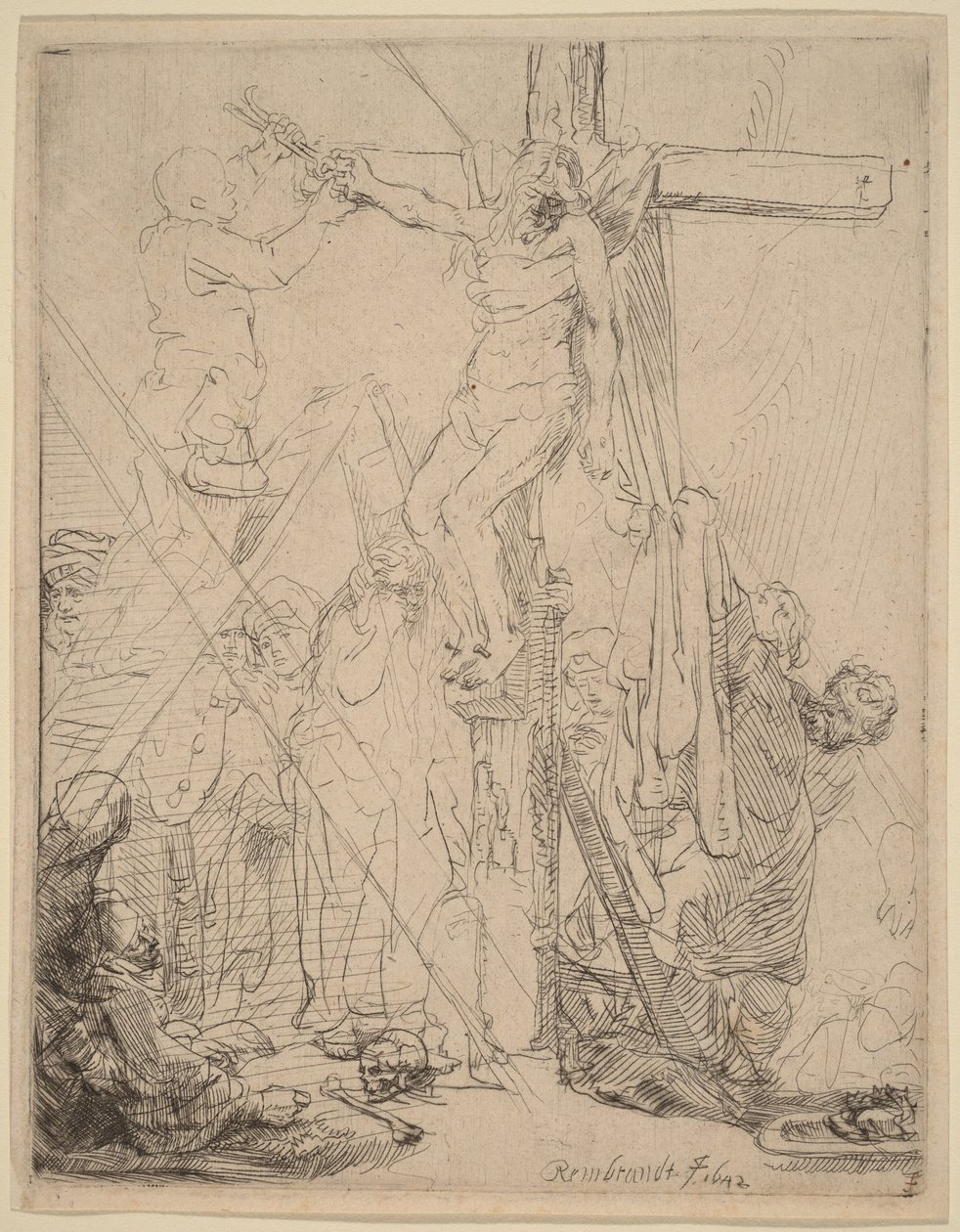 Snímání z kříže: skica od Rembrandt van Rijn