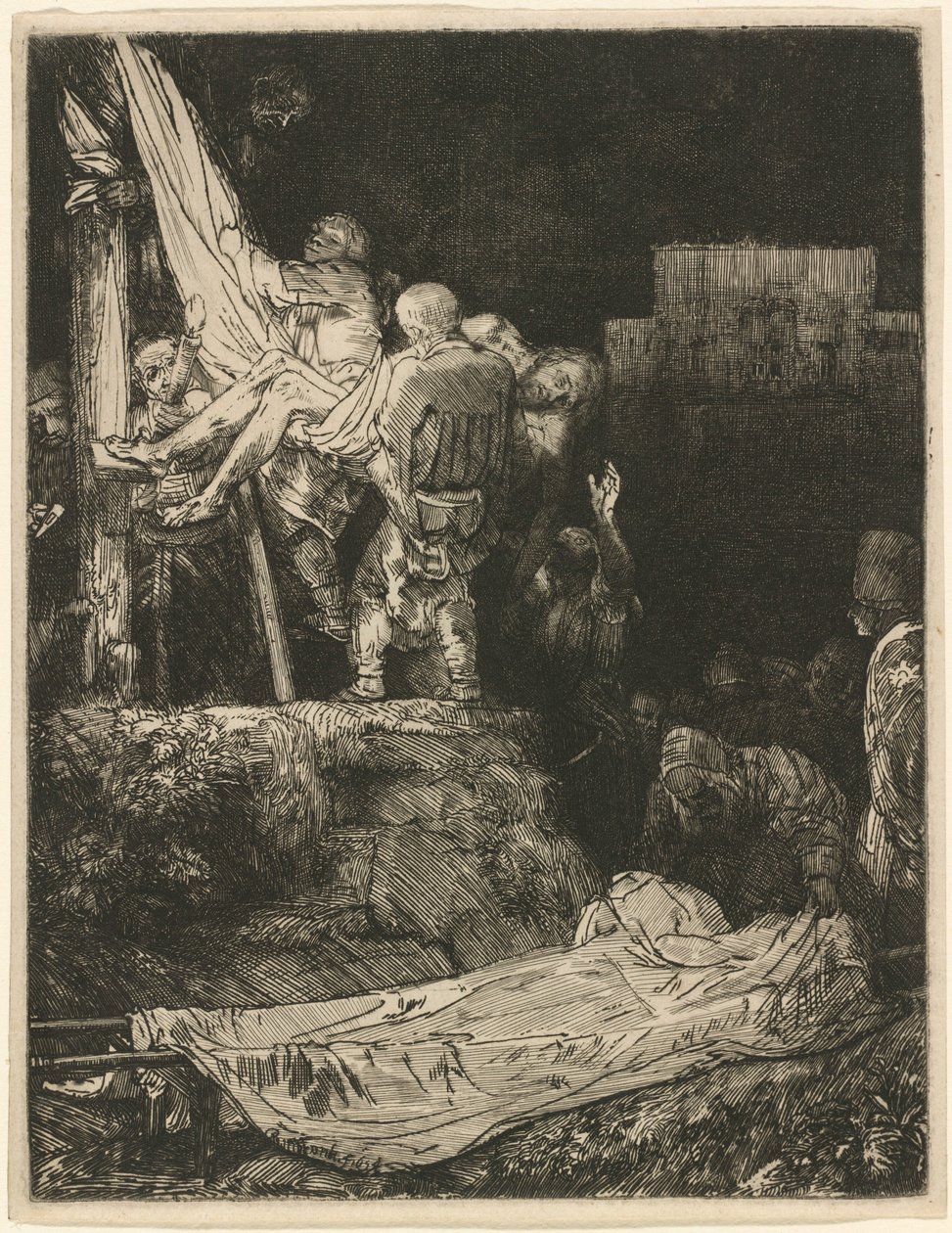 Snímání z kříže ve světle pochodní od Rembrandt van Rijn
