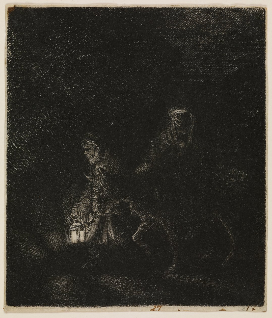 Útěk do Egypta (noční scéna) od Rembrandt van Rijn