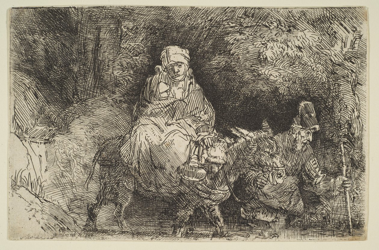 The Flight into Egypt: Crossing a Brook, 1654. od Rembrandt van Rijn