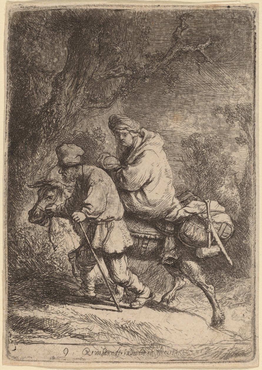 Útěk do Egypta: Malý od Rembrandt van Rijn
