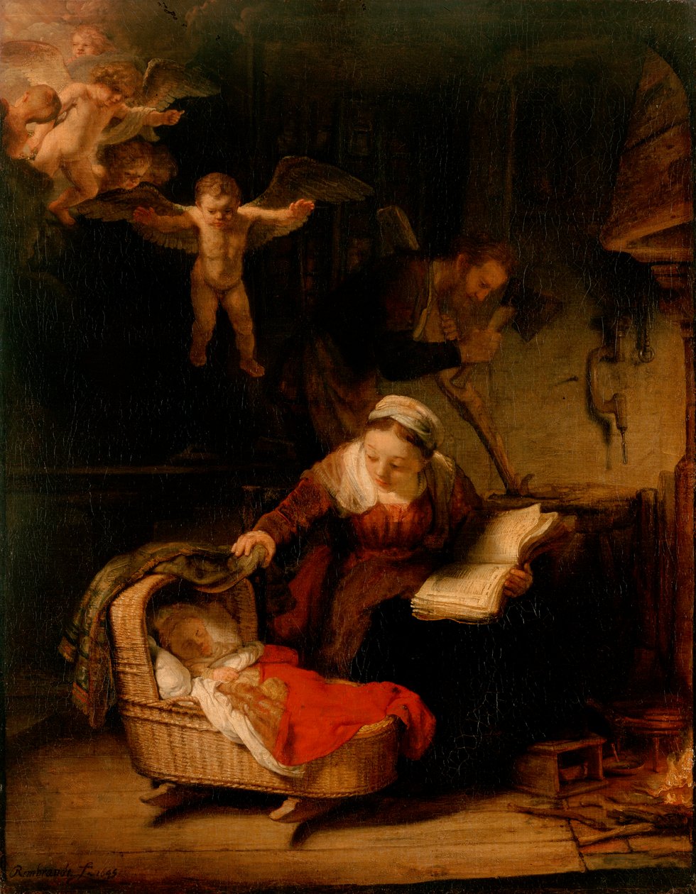 Svatá rodina s anděly od Rembrandt van Rijn