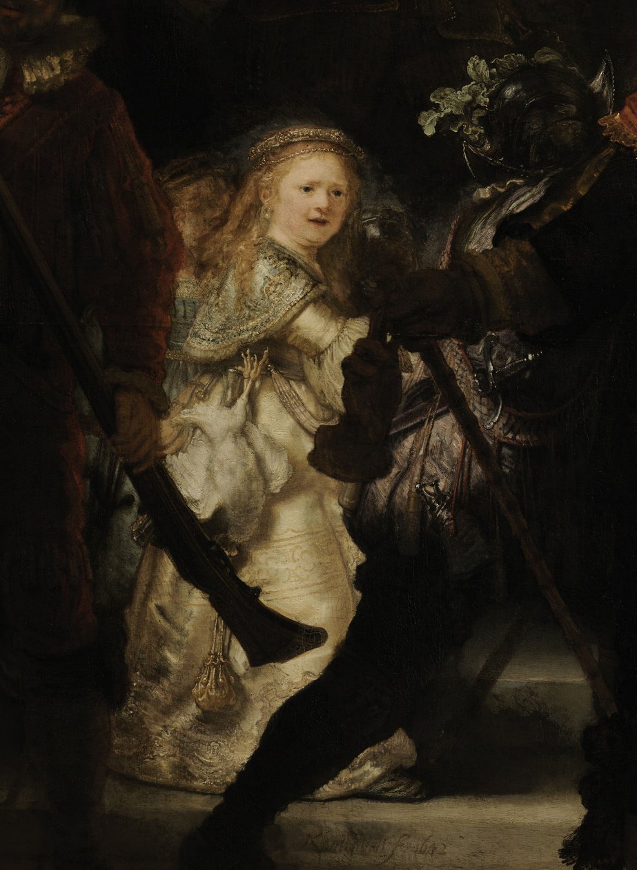 Detail Noční hlídky, 1642 od Rembrandt van Rijn