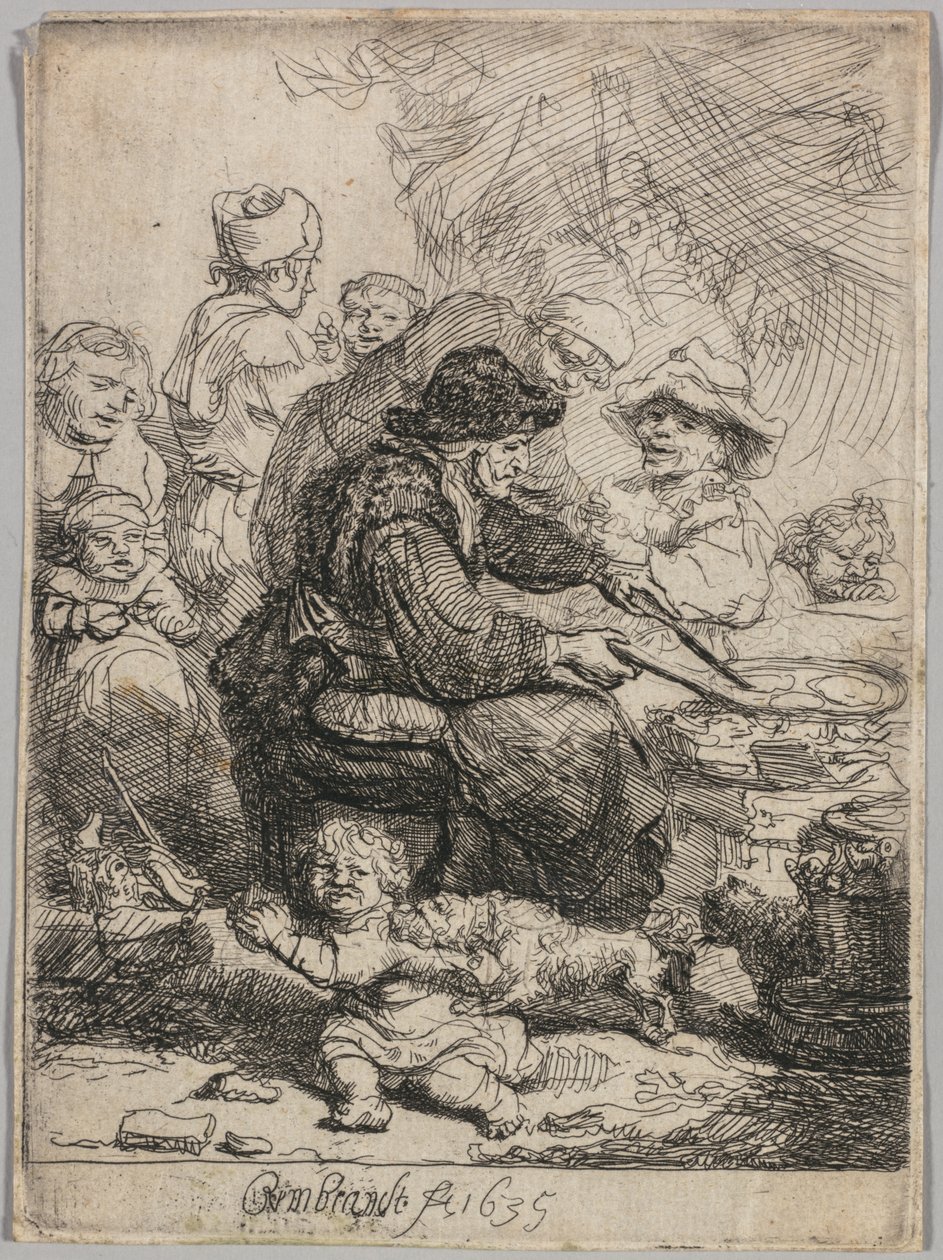 Žena s palačinkami od Rembrandt van Rijn
