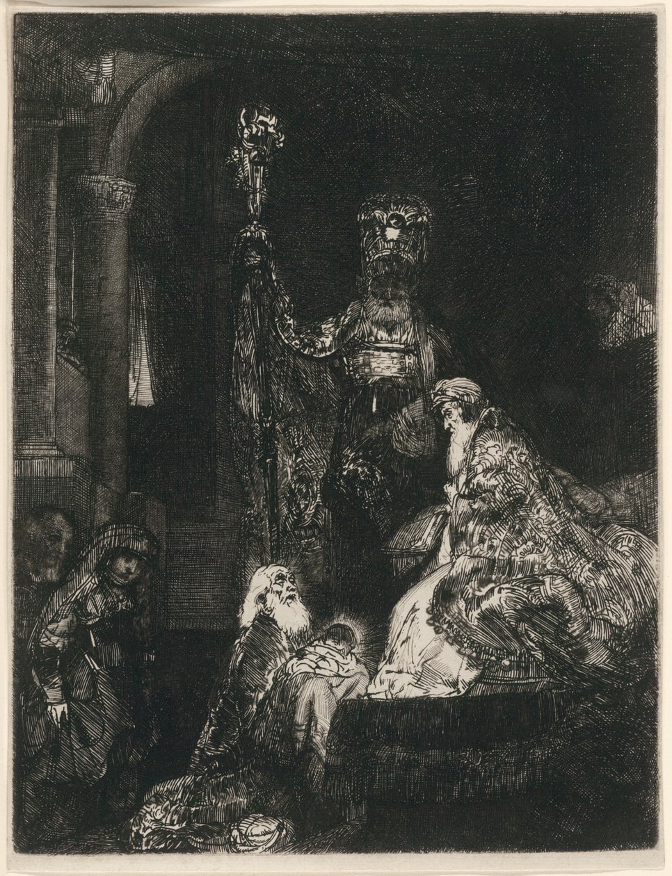 Prezentace v chrámu temným způsobem od Rembrandt van Rijn