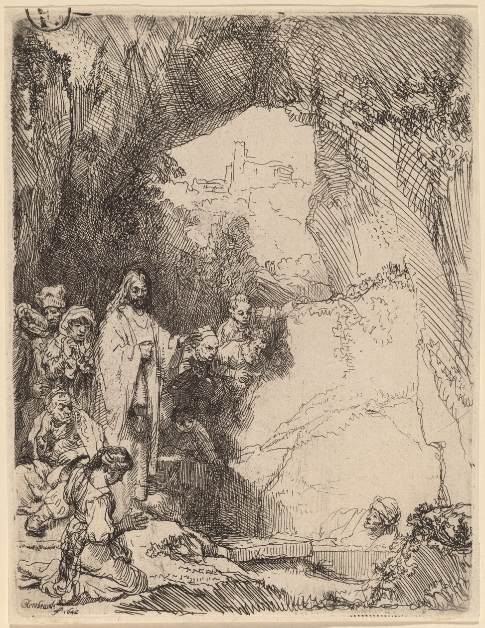 Vzkříšení Lazara: Malý talíř od Rembrandt van Rijn