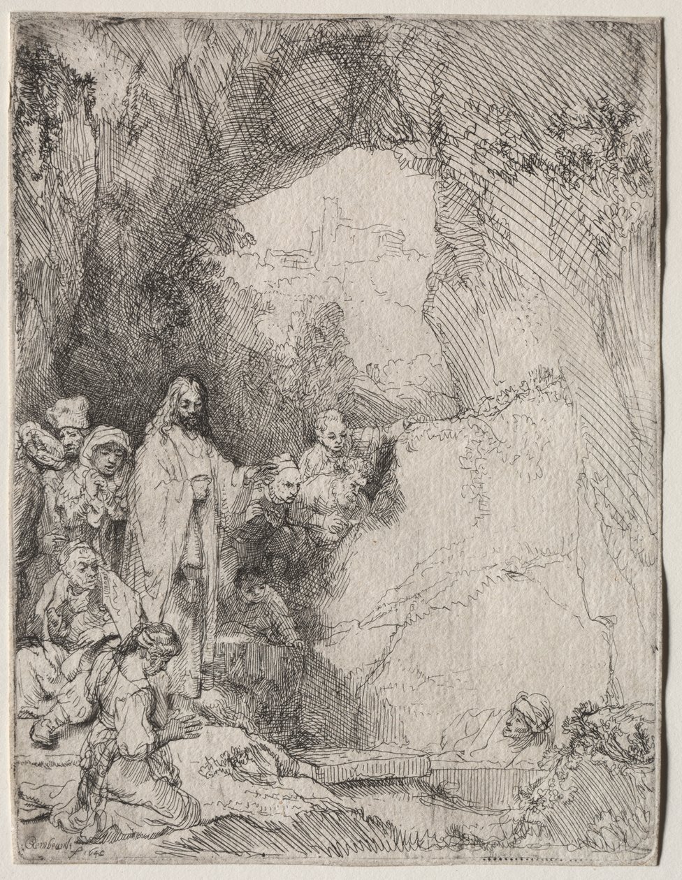 Vzkříšení Lazara: Malý talíř od Rembrandt van Rijn