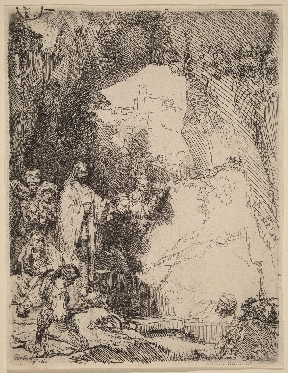 Vzkříšení Lazara: Malý talíř od Rembrandt van Rijn