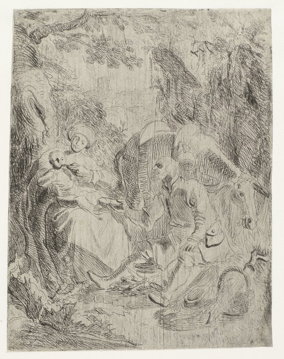 Zbytek příběhu o útěku do Egypta od Rembrandt van Rijn
