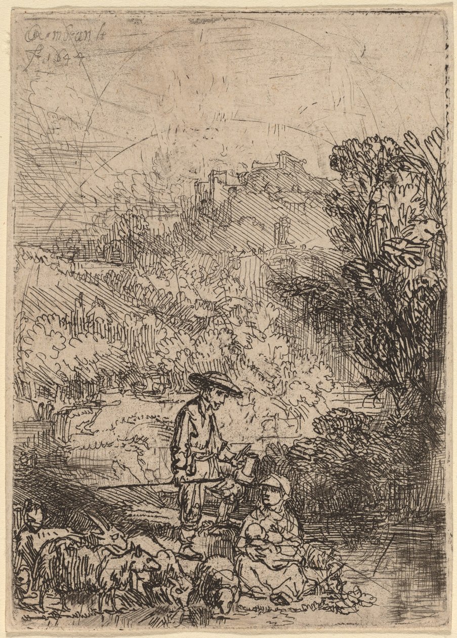 Pastýř a jeho rodina od Rembrandt van Rijn