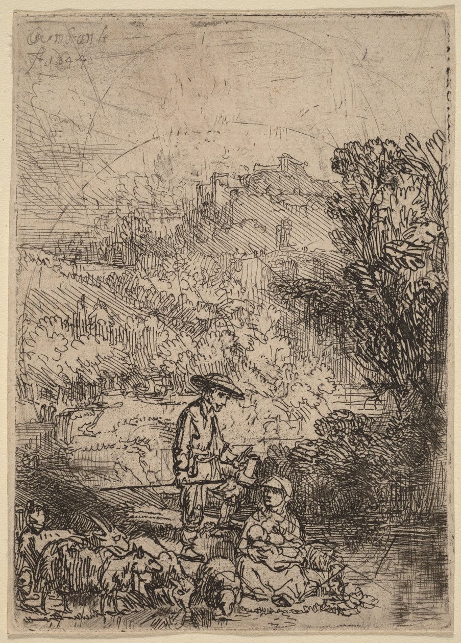 Pastýř a jeho rodina od Rembrandt van Rijn
