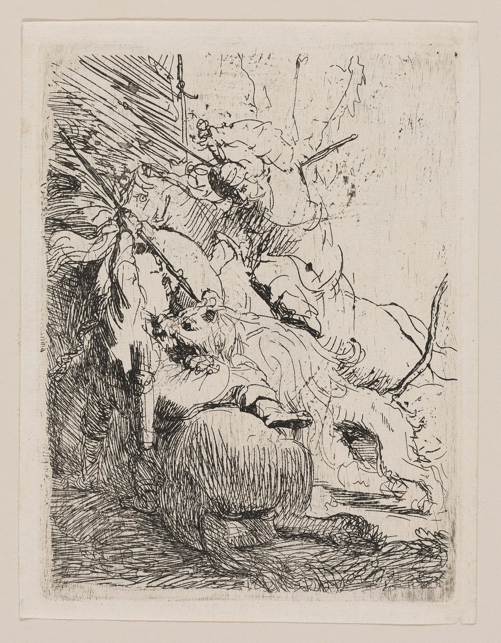 Lov malého lva (s jedním lvem) od Rembrandt van Rijn