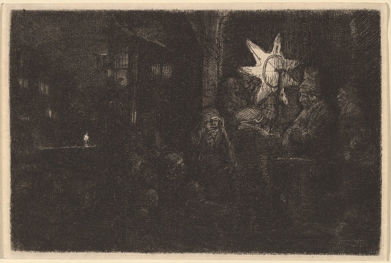 Hvězda králů: Noční kousek od Rembrandt van Rijn