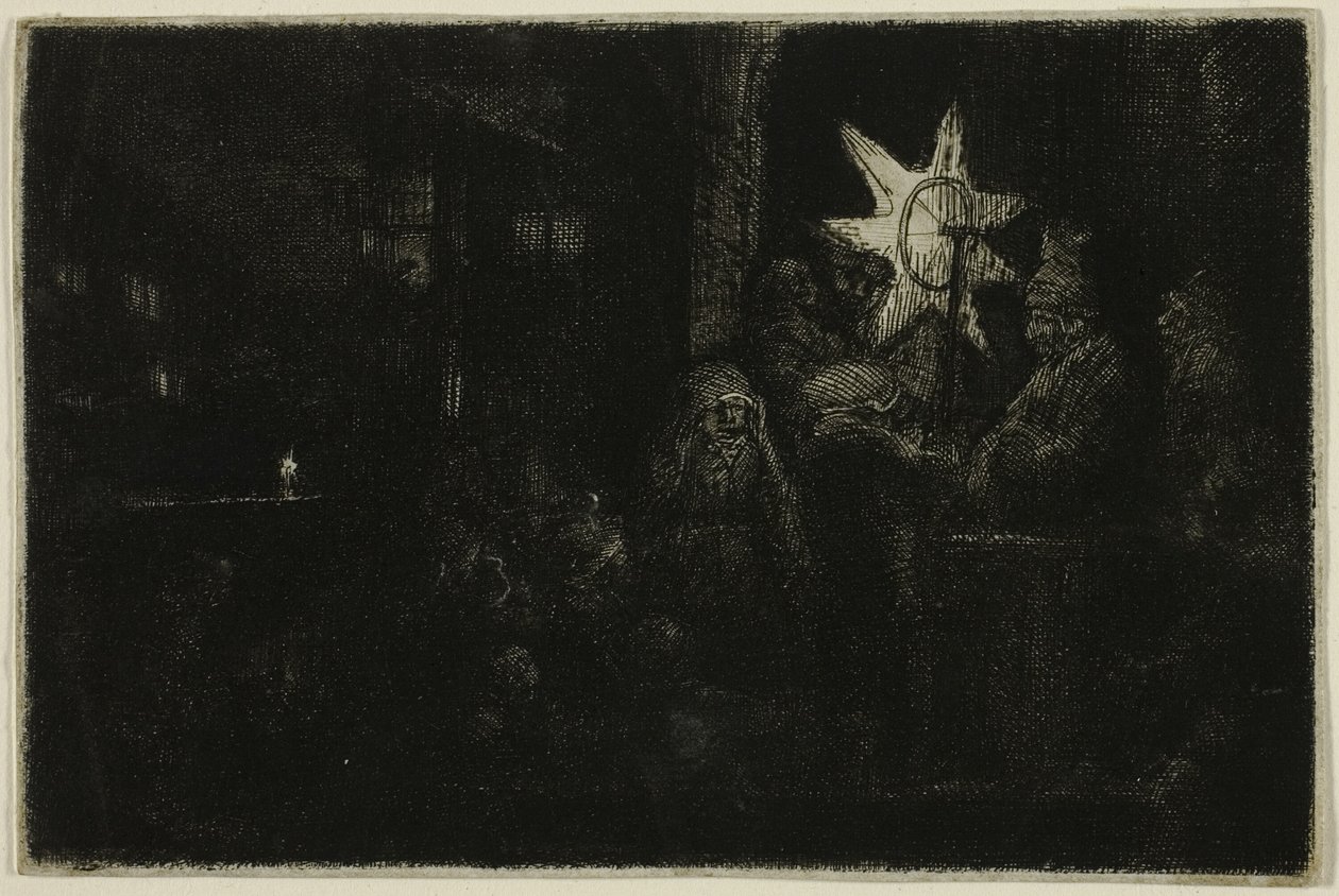 Hvězda králů: Noční kousek od Rembrandt van Rijn