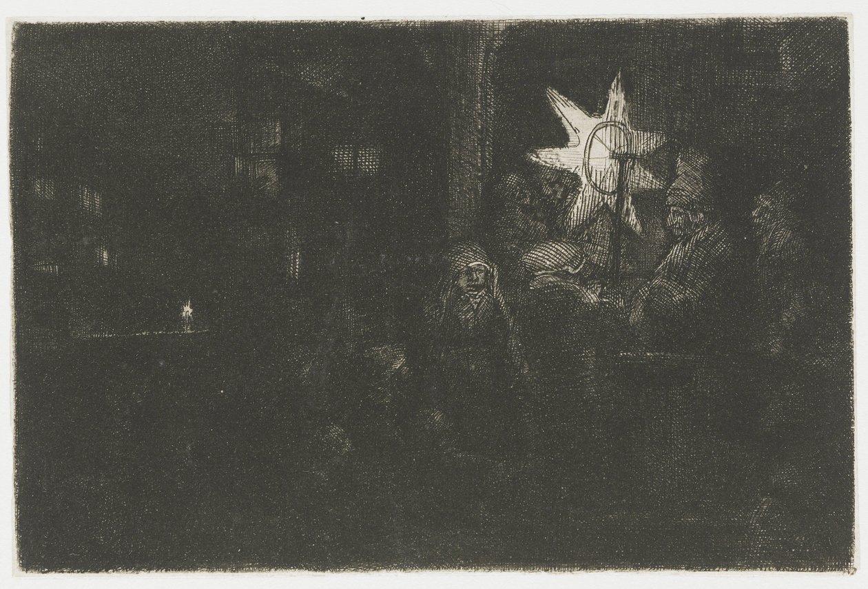 Hvězda králů: noční kousek od Rembrandt van Rijn