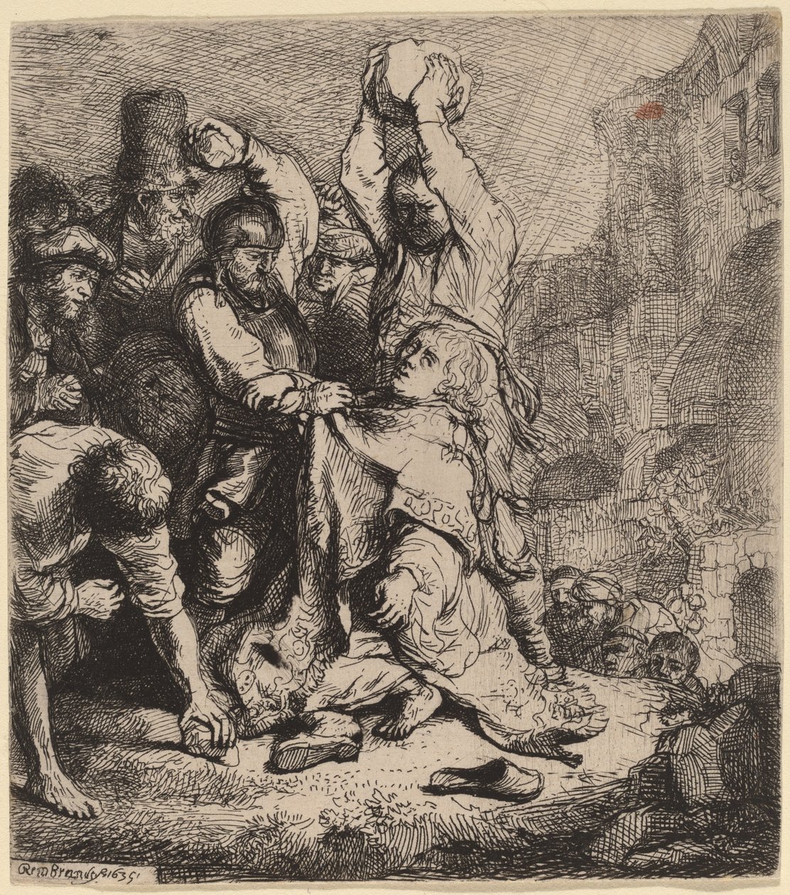 Kamenování svatého Štěpána od Rembrandt van Rijn