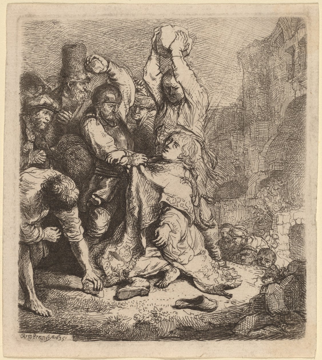 Kamenování svatého Štěpána od Rembrandt van Rijn