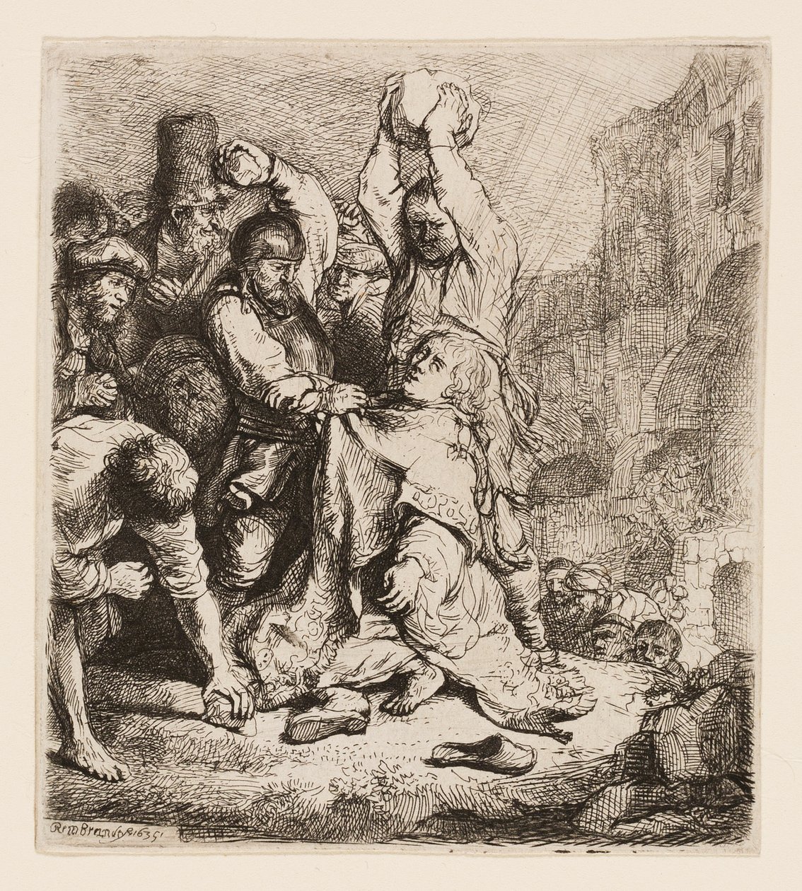 Ukamenování svatého Štěpána od Rembrandt van Rijn
