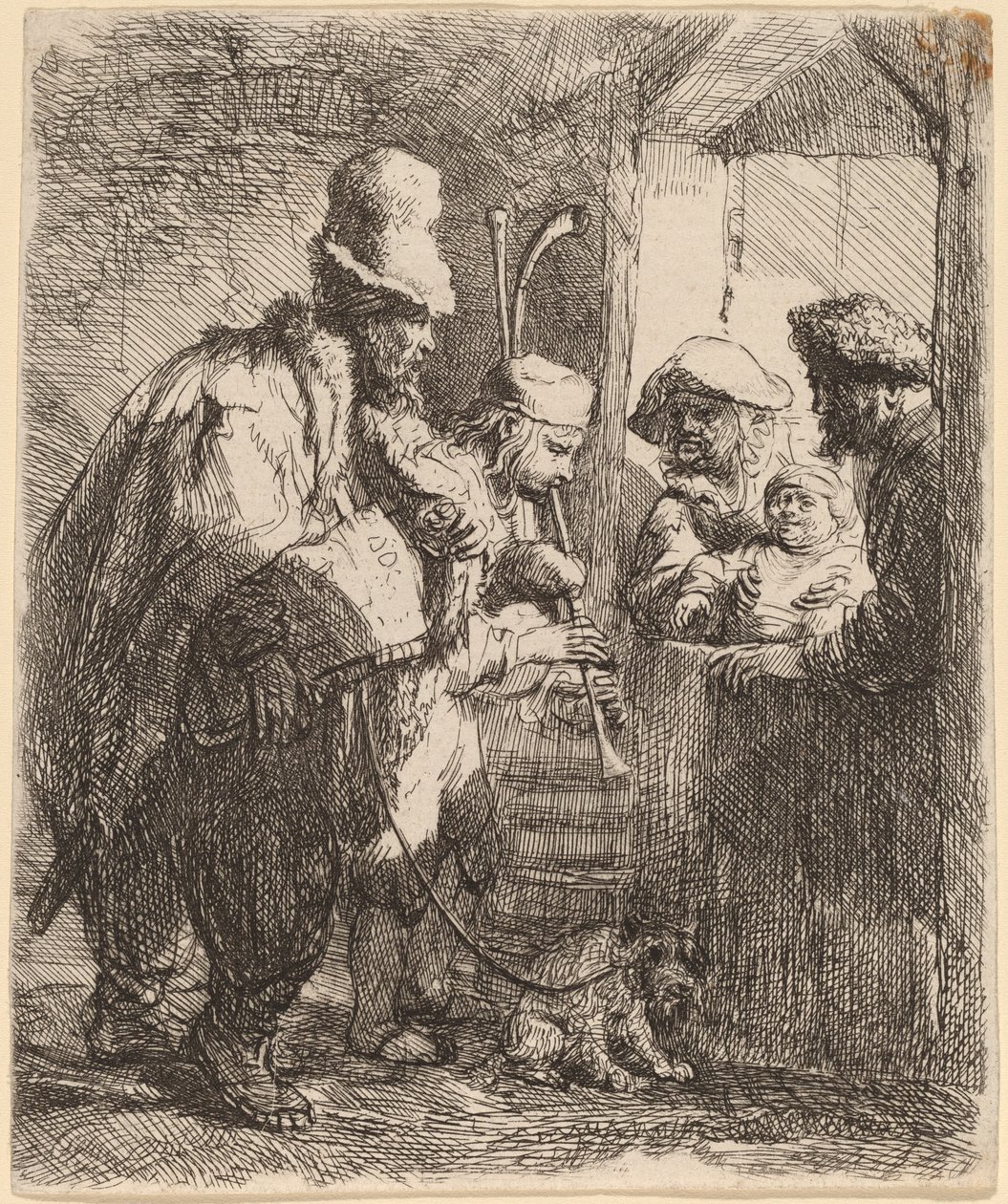Strolling Musicians od Rembrandt van Rijn
