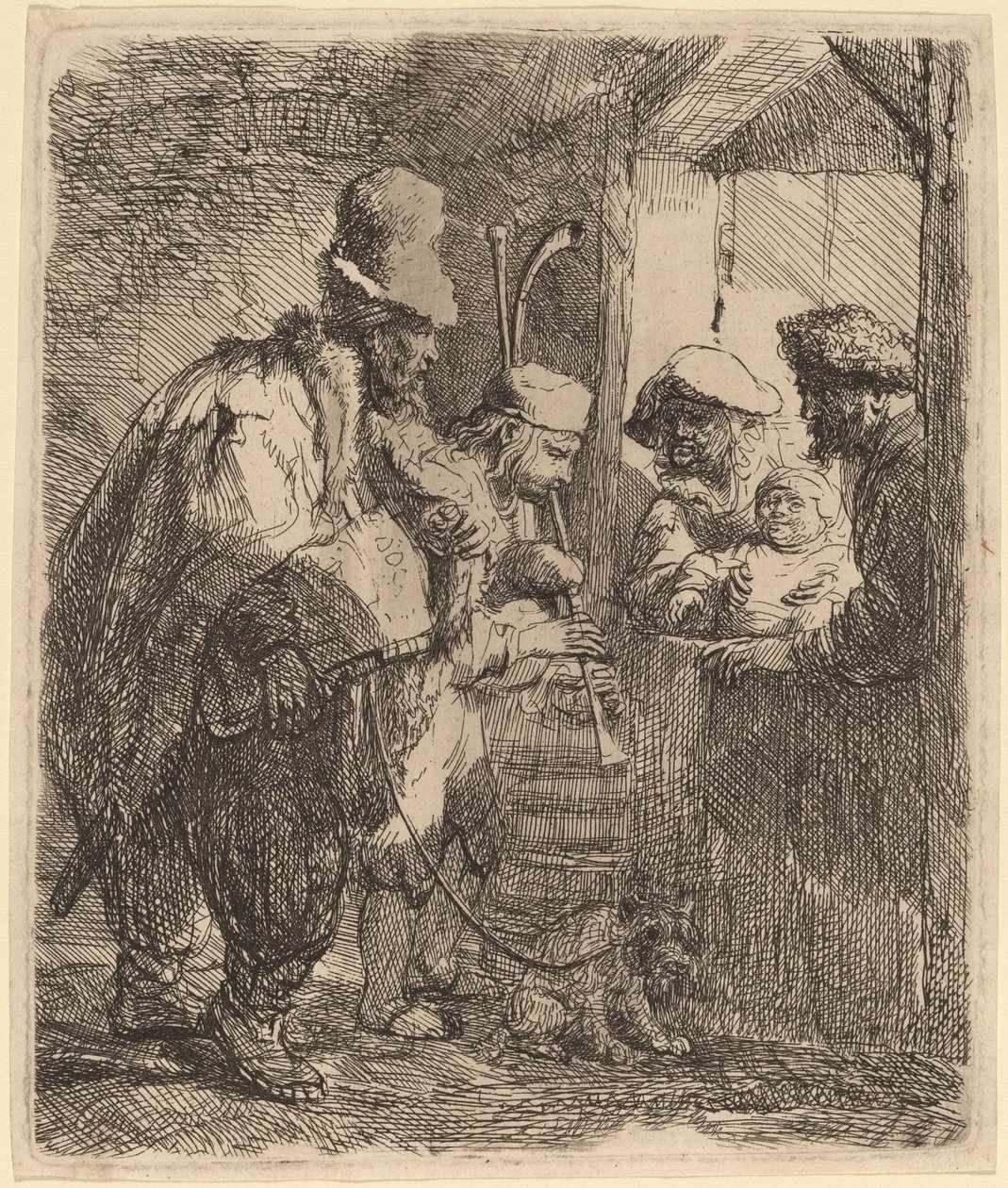 Strolling Musicians od Rembrandt van Rijn