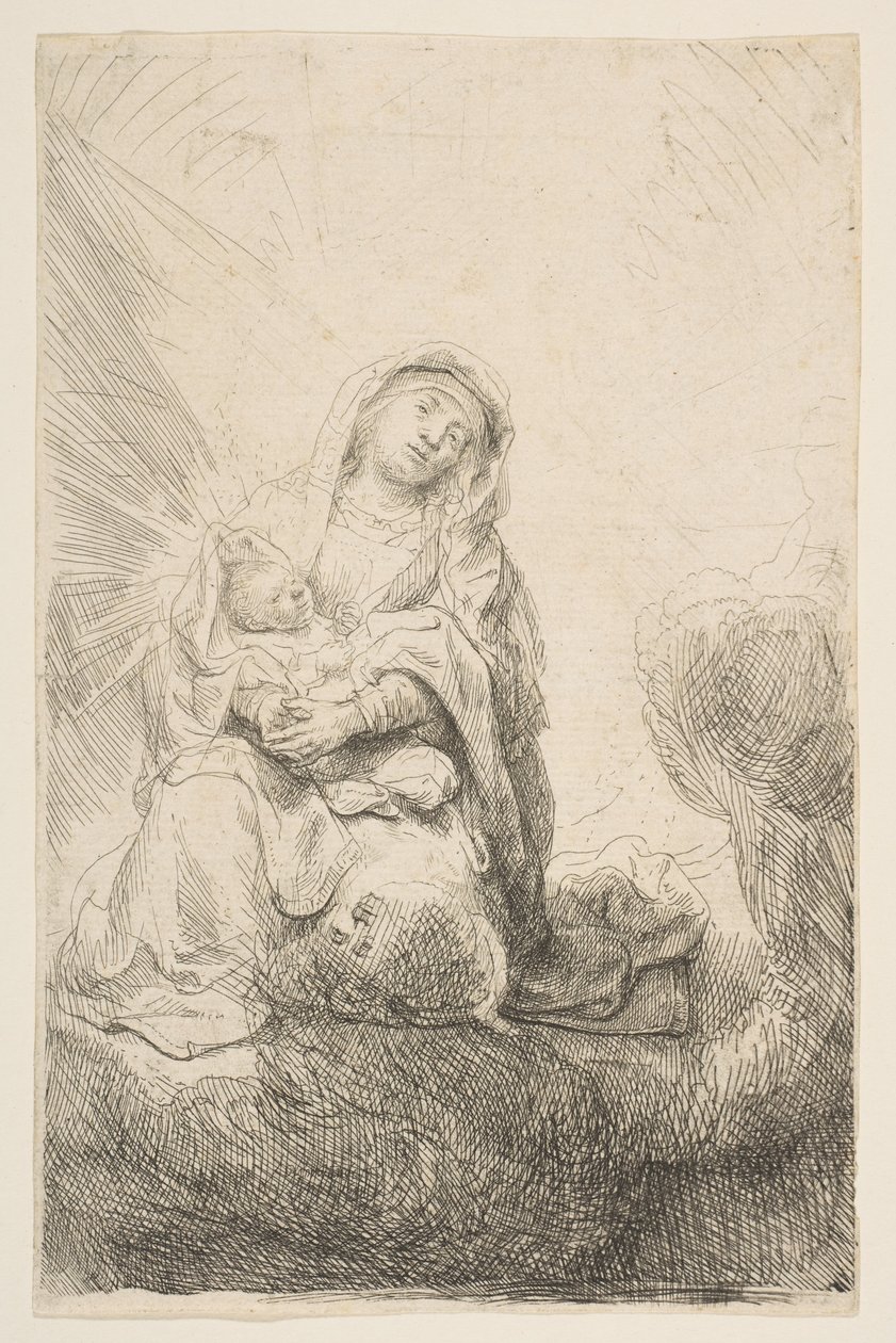 Panna a dítě v oblacích, 1641. od Rembrandt van Rijn