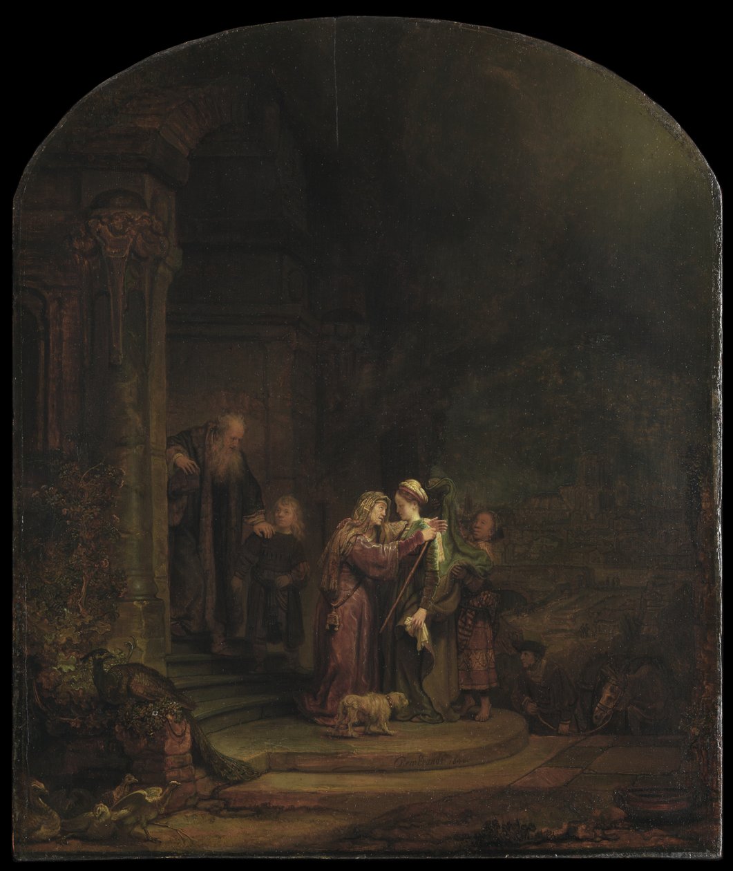 The Visitation, 1640 (olej na cedrovém panelu) (viz také 5454147) od Rembrandt van Rijn