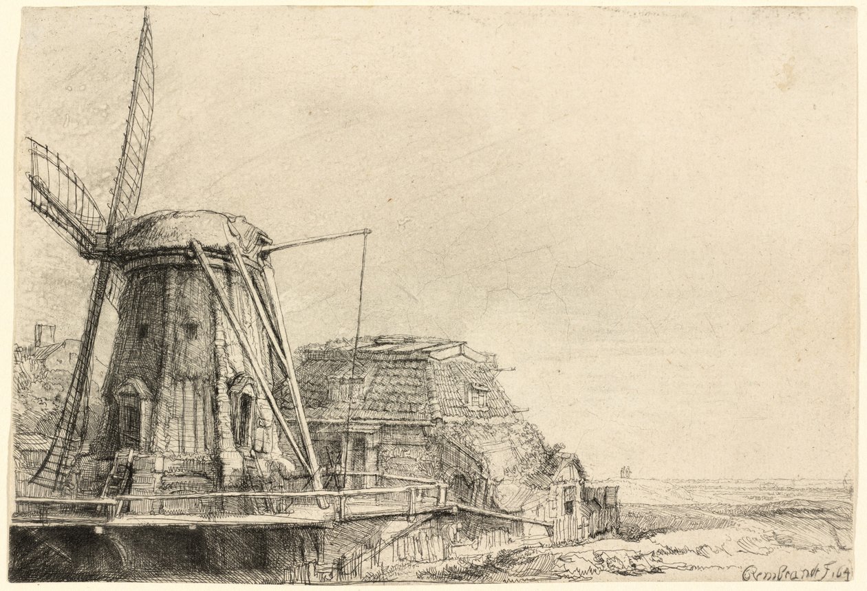 Větrný mlýn od Rembrandt van Rijn
