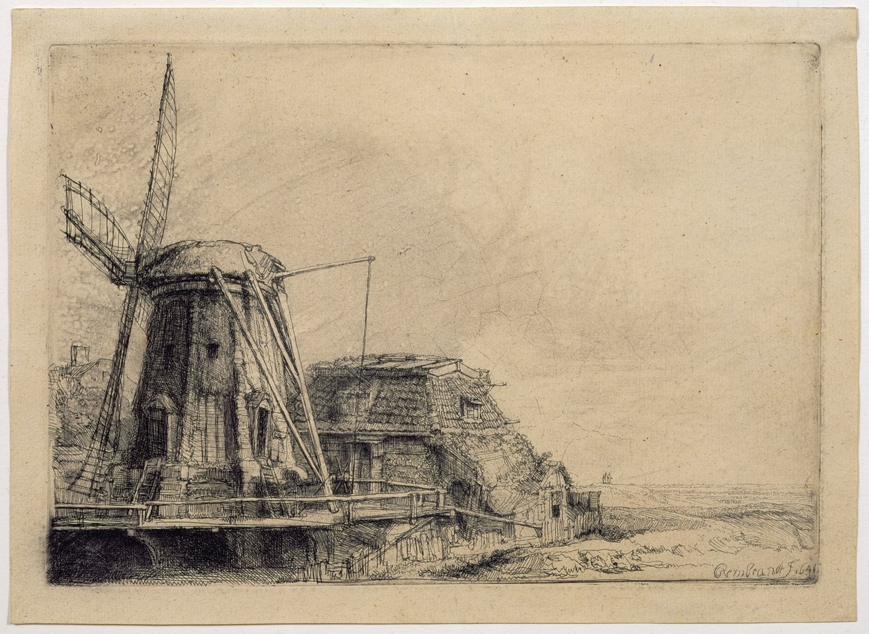 Větrný mlýn od Rembrandt van Rijn