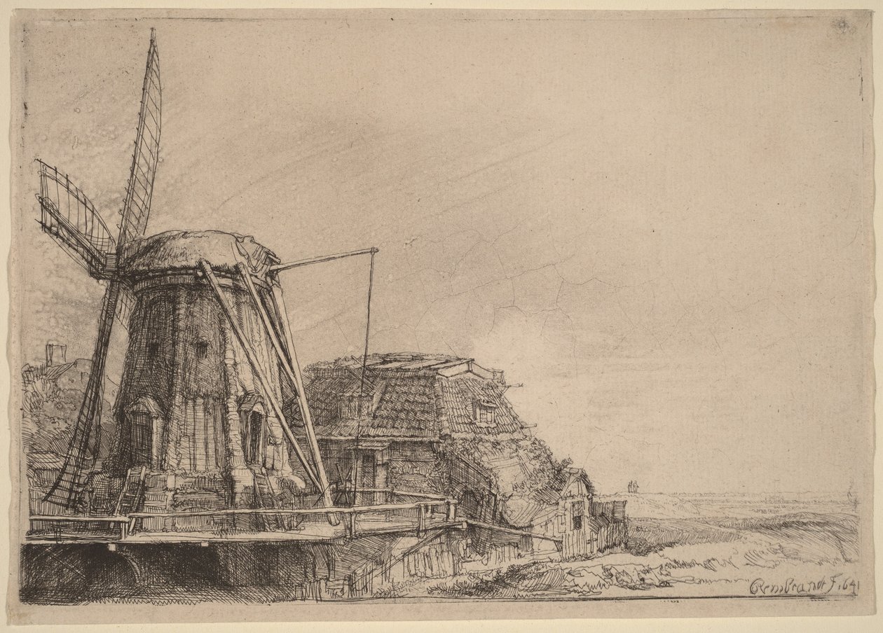 Větrný mlýn od Rembrandt van Rijn