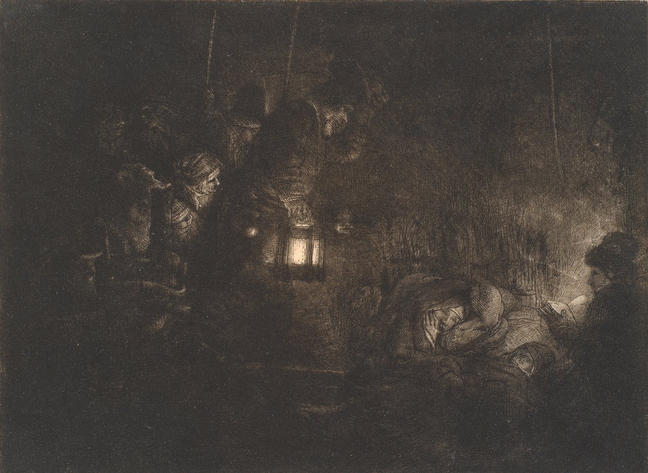 Klanění pastýřů: noční kus od Rembrandt van Rijn