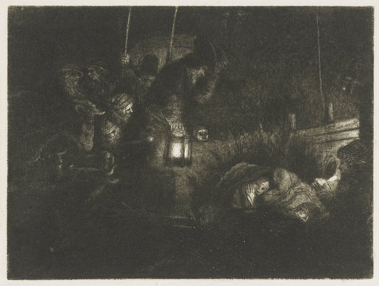 Klanění pastýřů: noční scéna od Rembrandt van Rijn