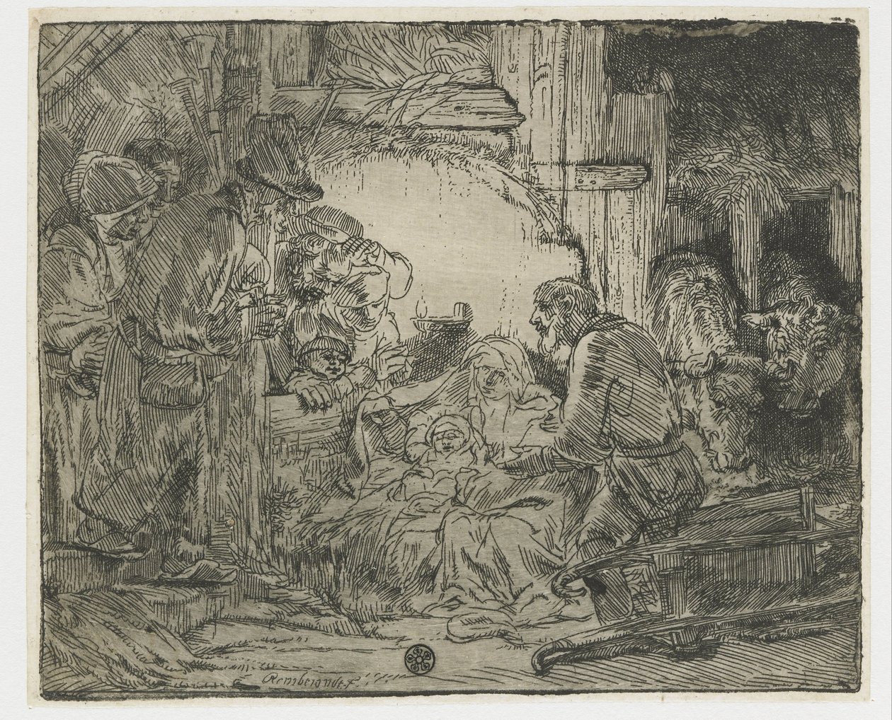 Klanění pastýřů: s lampou od Rembrandt van Rijn