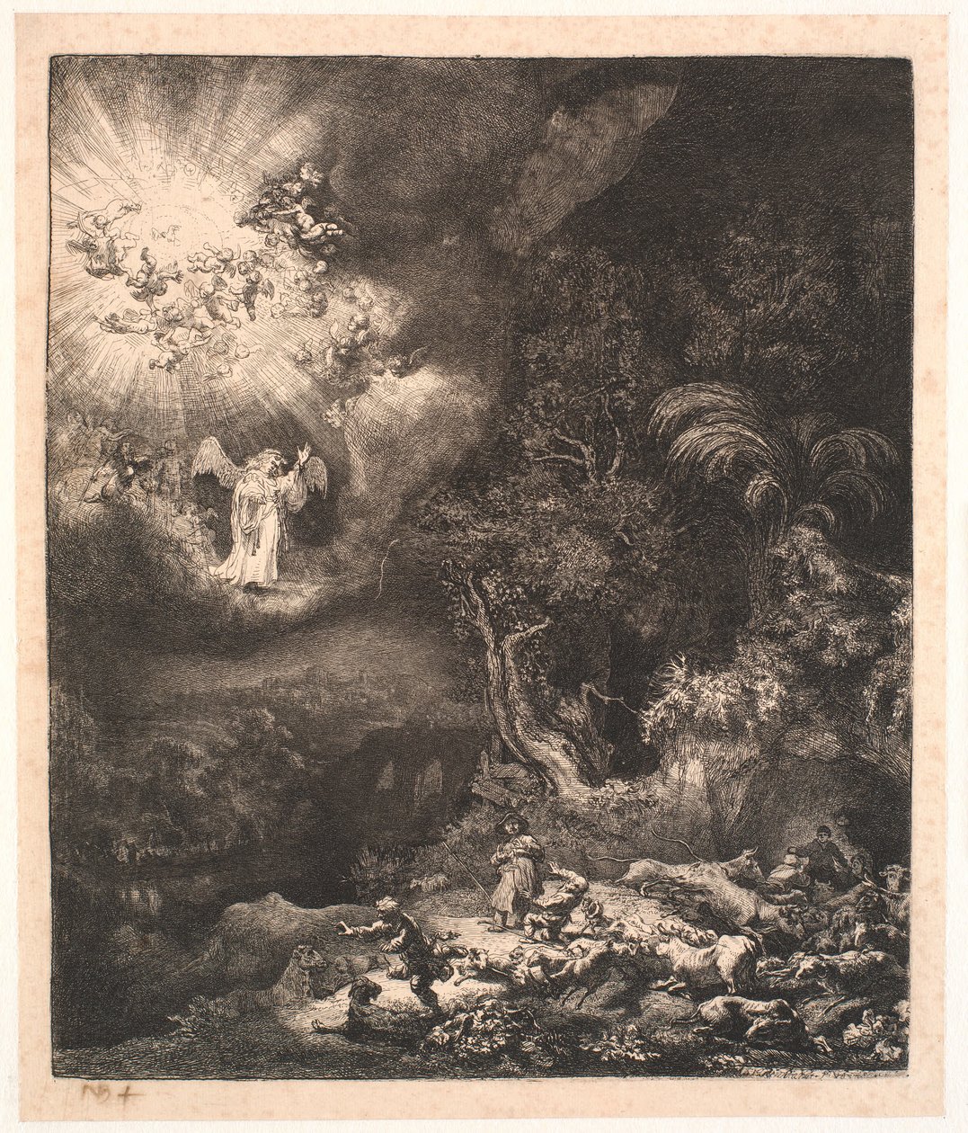 Anděl se zjevuje pastýřům od Rembrandt van Rijn