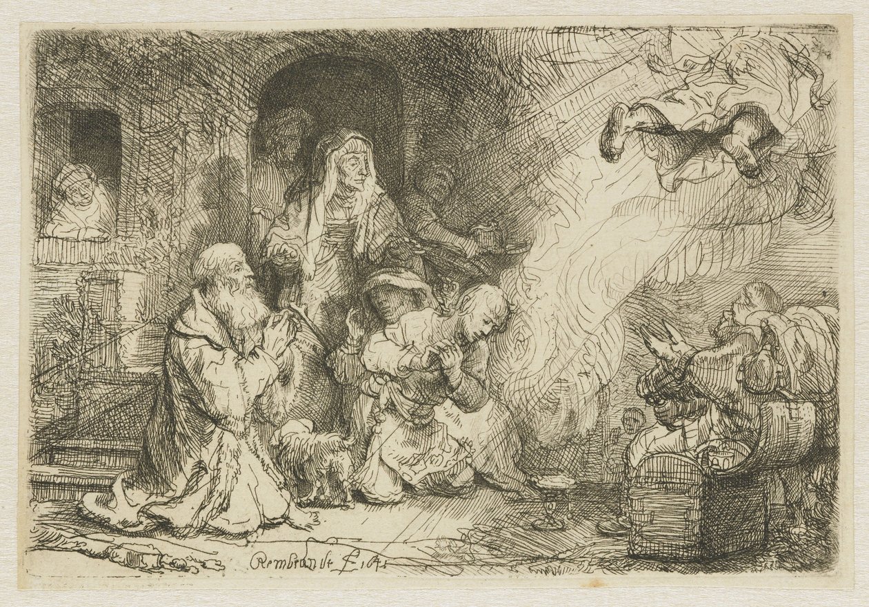 Anděl odcházející z Tobiášovy rodiny od Rembrandt van Rijn