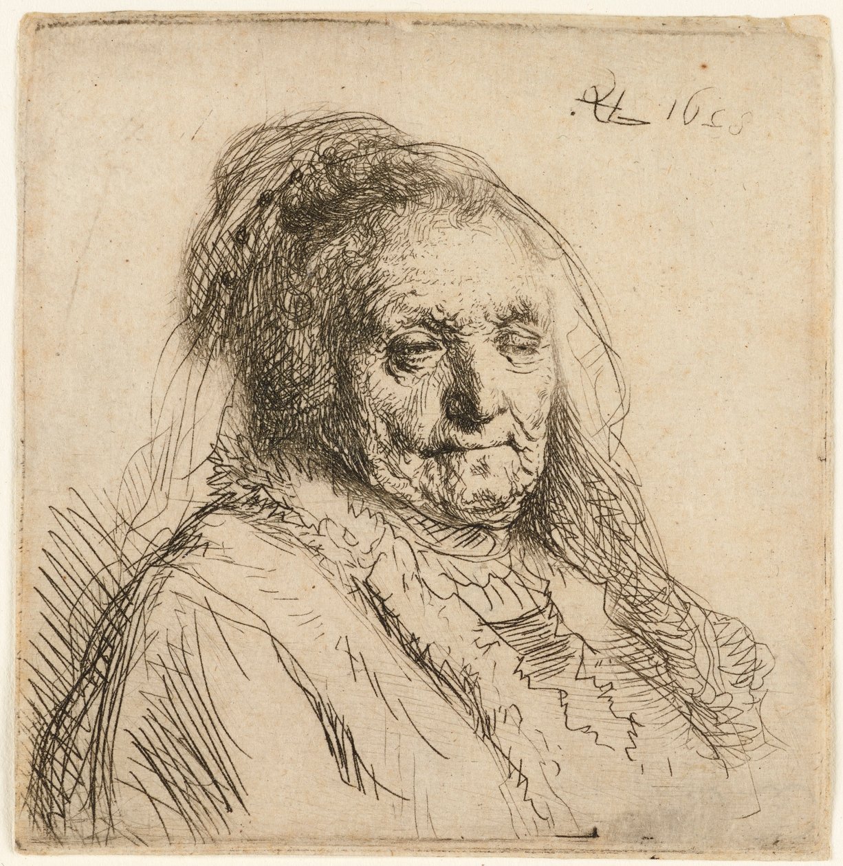 Umělcova matka, hlava a poprsí, 1628. od Rembrandt van Rijn