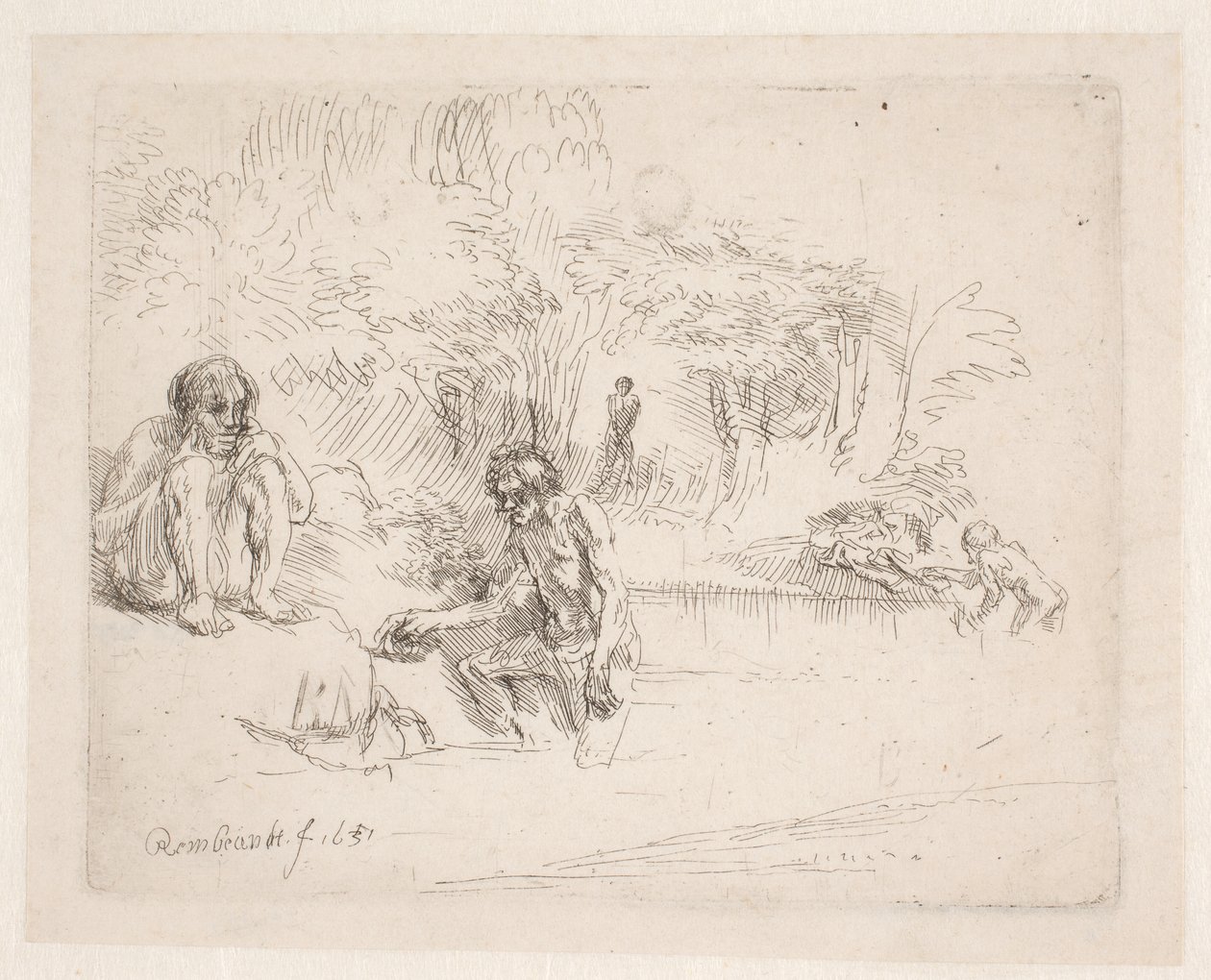 Koupající se od Rembrandt van Rijn