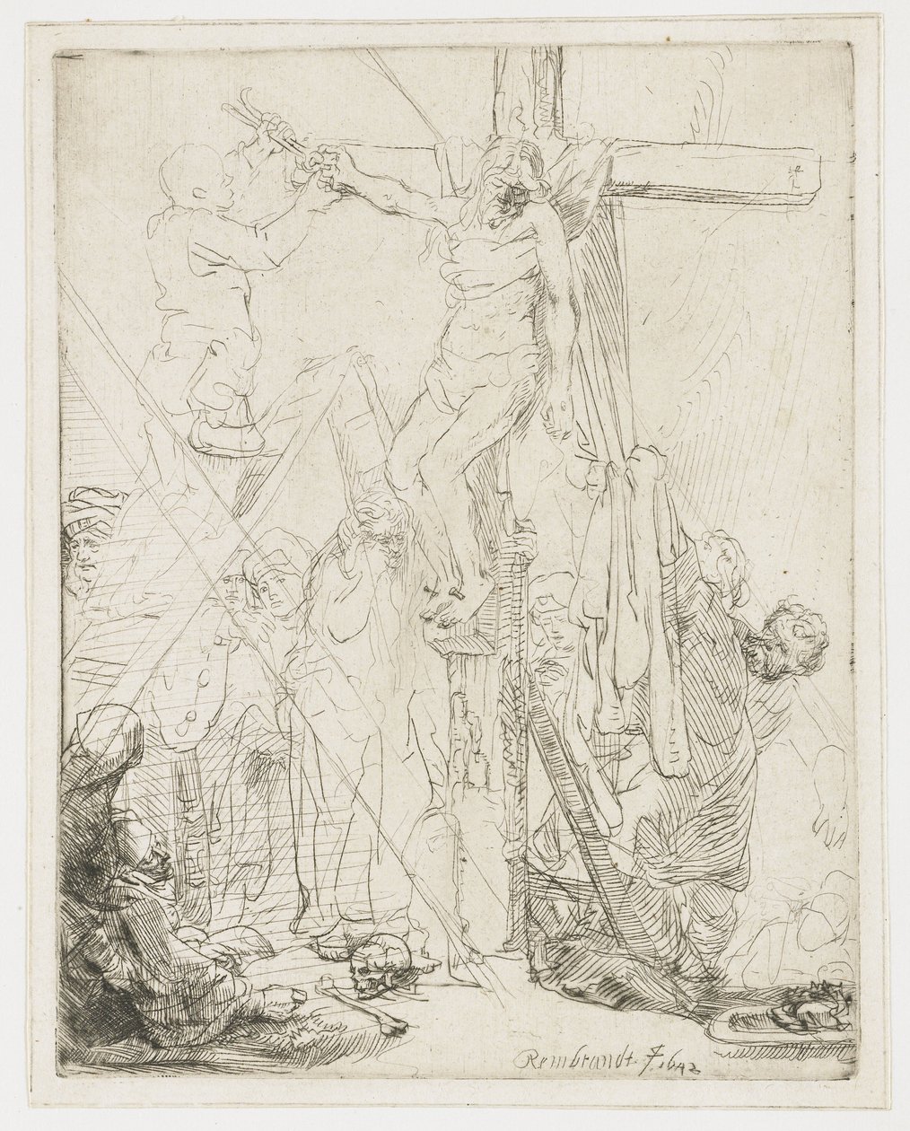 Sestup z kříže: skica od Rembrandt van Rijn