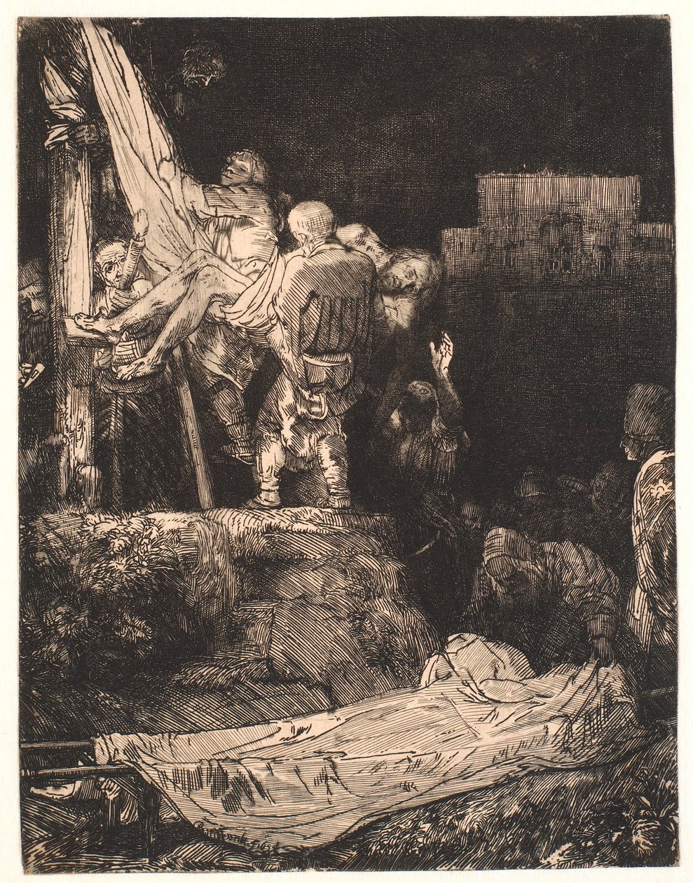 Sestup z kříže: za svitu pochodní od Rembrandt van Rijn