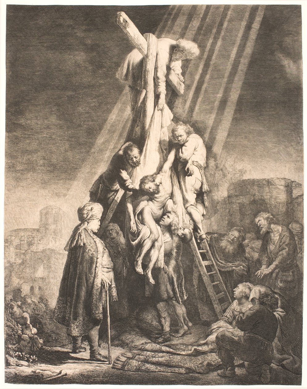 Sestup z kříže: druhá deska od Rembrandt van Rijn