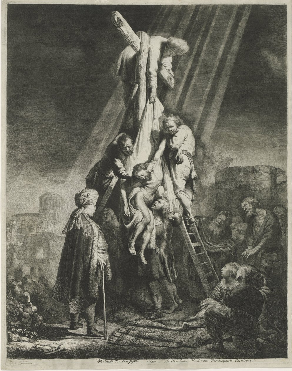 Sestup z kříže: druhá deska od Rembrandt van Rijn