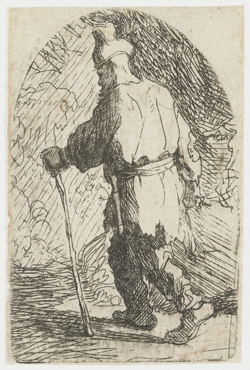 Útěk do Egypta: skica: svatý Josef od Rembrandt van Rijn
