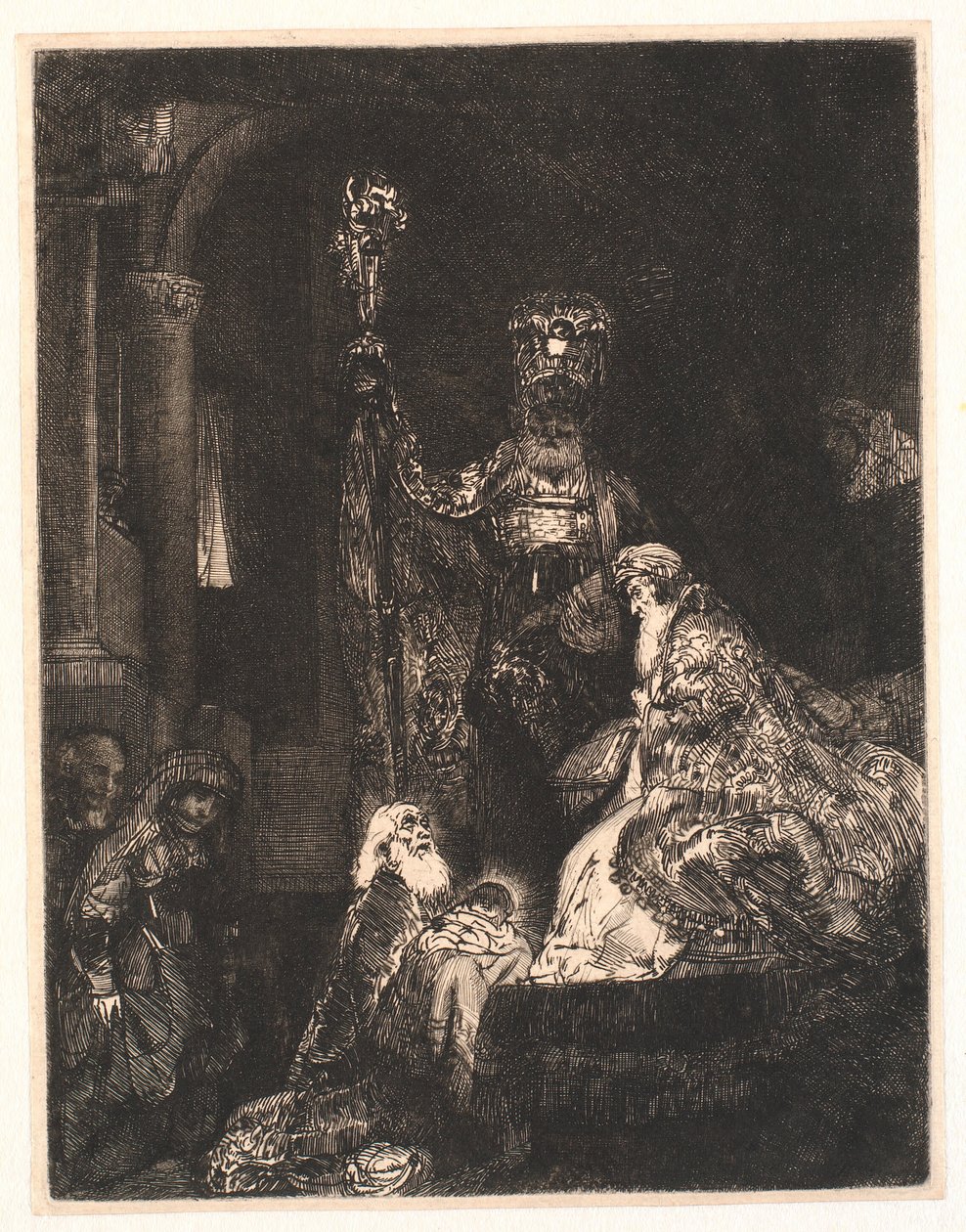 Prezentace v chrámu: ve tmě od Rembrandt van Rijn