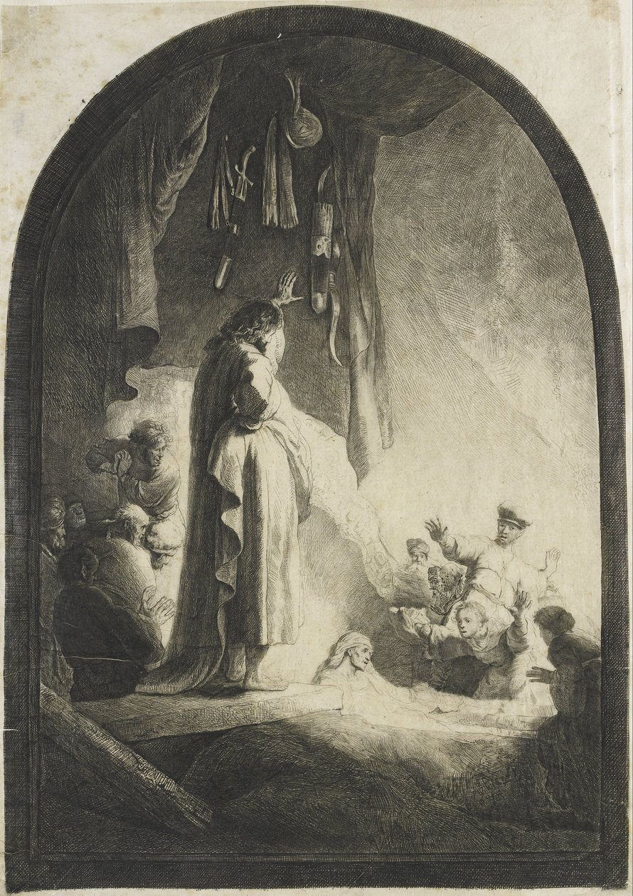 Povýšení Lazara: větší talíř od Rembrandt van Rijn