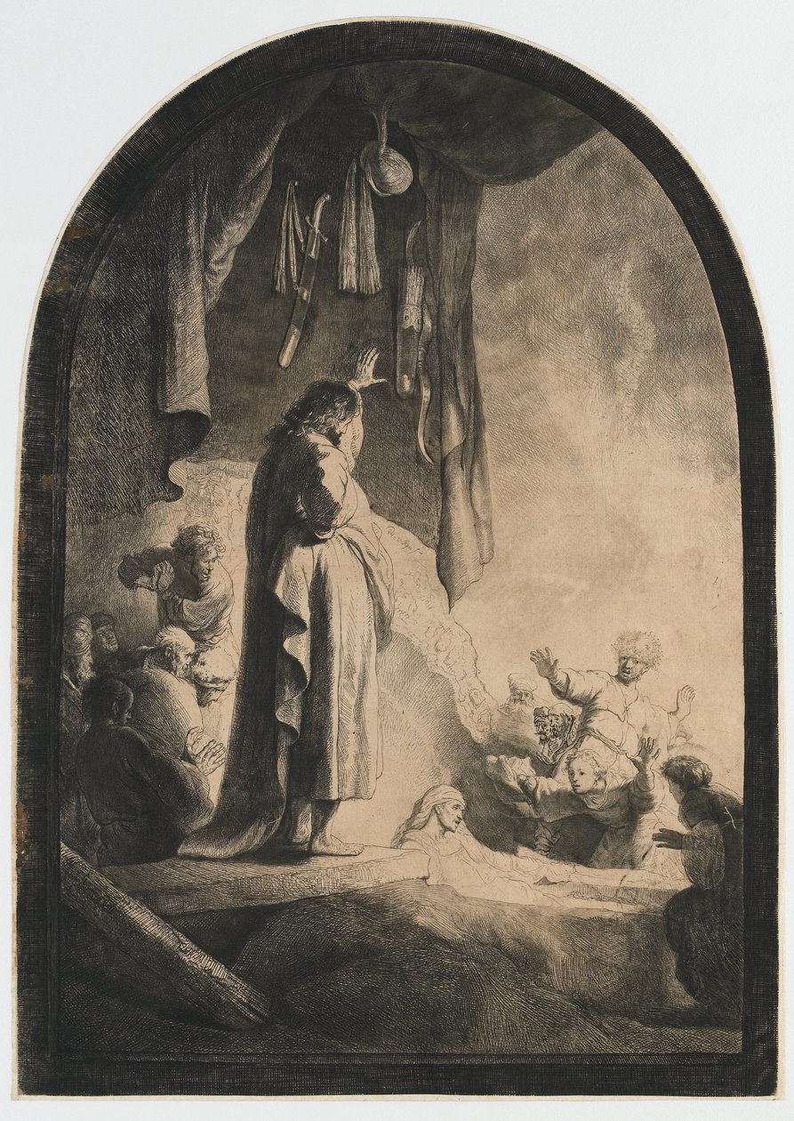 Povýšení Lazara: větší talíř od Rembrandt van Rijn