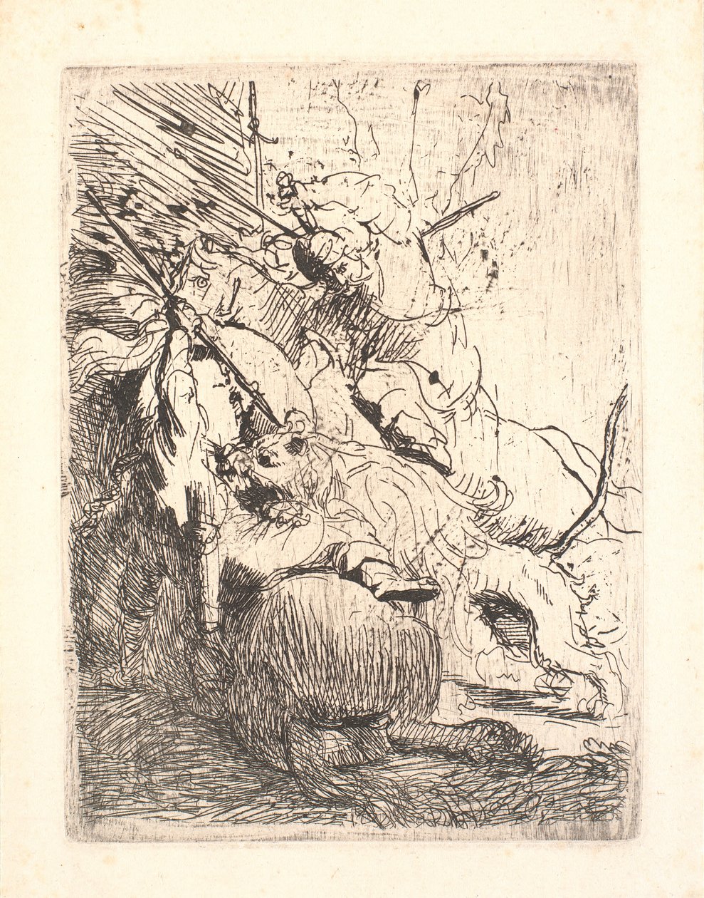 Lov malého lva (s jedním lvem) od Rembrandt van Rijn