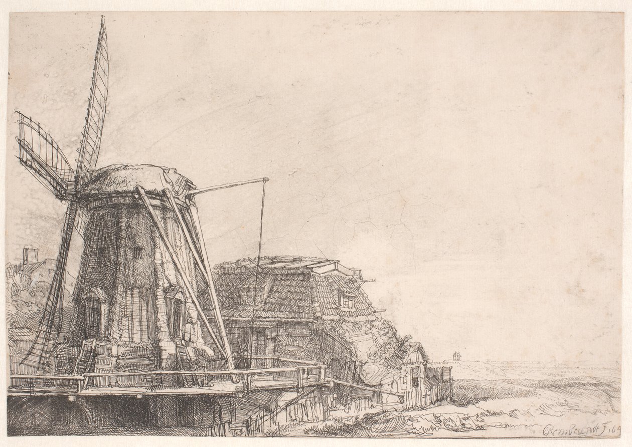 Větrný mlýn od Rembrandt van Rijn