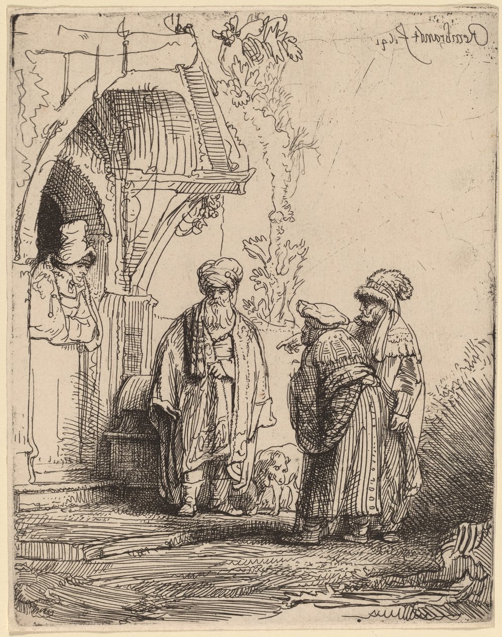 Tři orientální postavy (Jakob a Laban?) od Rembrandt van Rijn