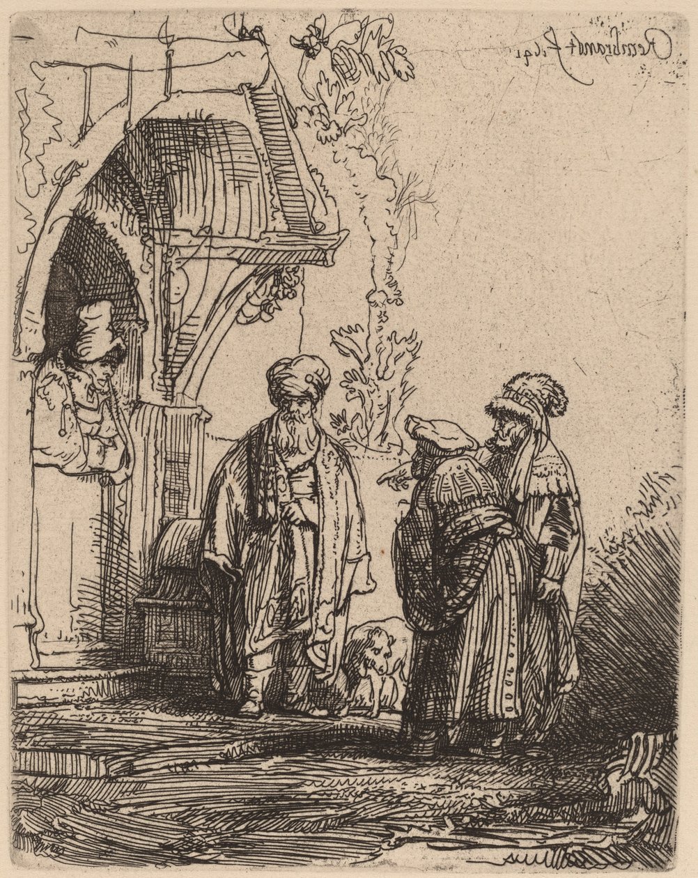 Tři orientální postavy (Jakob a Laban?) od Rembrandt van Rijn
